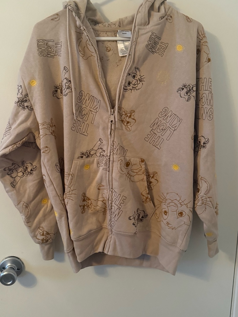 Disney The Lion King Beige Hoodie with Yellow Sun Accents